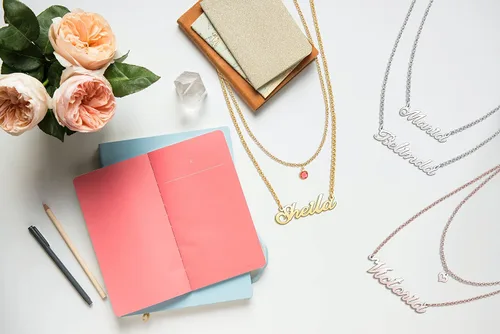 Miniatura 3 de Cadena de acero inoxidable con colgante de oro rosa personalizado