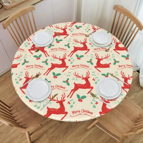 Miniatura 28 de Futterya Decorative Round Tablecloth Fitted Elastic Waterproof Table Cloth Cover Stretch Table Pad Cover for Parties Weddings Banquet Outdoor Events