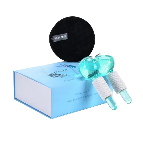Miniatura 6 de Globos de hielo para tratamientos faciales, rodillos faciales sin congelador con esencia para rutinas de belleza diarias, masajeadores de piel, Verde
