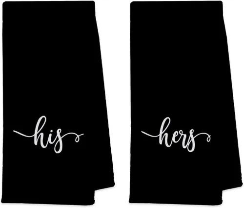 UINHMOP Juego de 2 toallas de baño suaves y absorbentes de 16 x 24 pulgadas, para él y ella, para baño, cocina, aniversario de boda, día de San