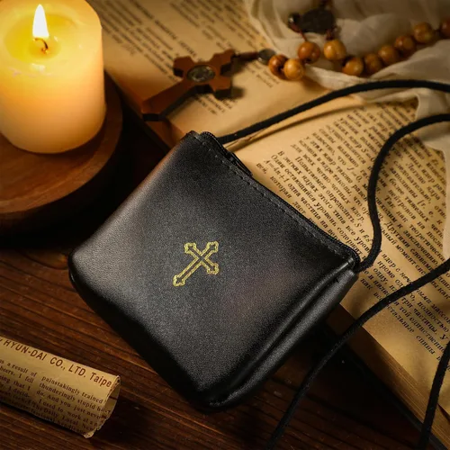 Miniatura 4 de Funda de cuero para Pyx, estuche de Pyx católico con correa para comunión, sacerdotes anfitriones, diáconos, regalos