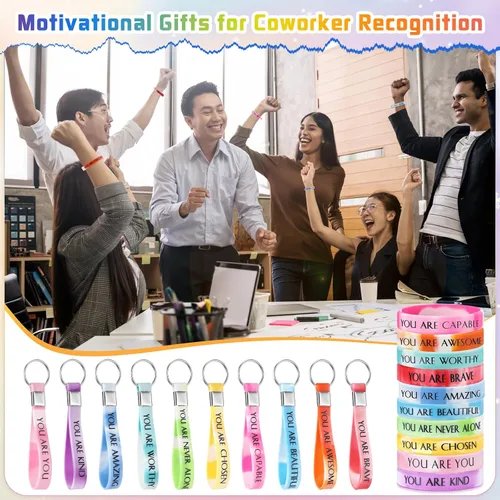 Miniatura 5 de Sratte 120 pulseras motivacionales, regalos inspiradores, llaveros inspiradores, regalo de agradecimiento para la semana de CNA, profesores