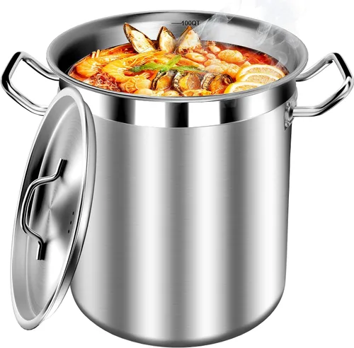 Miniatura 12 de STOCKPOT Olla de cocina, olla de acero inoxidable, olla de sopa con tapa de vidrio, ollas de inducción - 6 cuartos