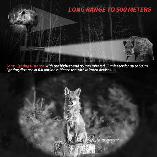 Miniatura 6 de DARKBEAM Linterna IR para suplemento de visión nocturna, luz LED de flash infrarroja de 850 nm recargable, iluminador de largo alcance continuo