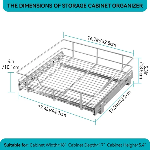 Miniatura 2 de Organizador de Gabinete Extraíble de 17" de Ancho X 17" de Profundidad, Cajones Deslizantes para Organizadores de Cocina y Almacenamiento, Cajones 1