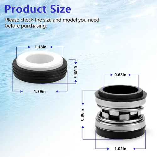 Miniatura 4 de R0479400 - Sello de eje para bombas de piscina Jandy Zodiac VS FloPro, FloPro FHPF y FHPM Series PS-3890, repuesto para acelerador de bomba