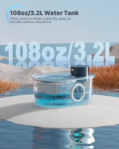 Miniatura 3 de Fuente de agua inalámbrica para gatos: fuente para mascotas de acero inoxidable operada por pilas, dispensador automático de agua inalámbrico