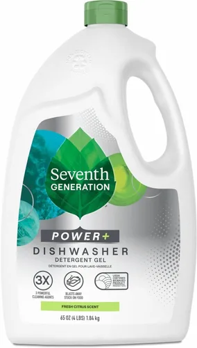 Seventh Generation 22929CT Gel natural para lavavajillas, Ultra Power Plus, cítricos frescos, botella de 65 onzas (caja de 6)