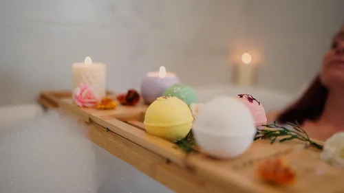 Miniatura 7 de Set de bombas de baño orgánicas hechas a mano en Estados Unidos para mujeres, totalmente naturales con sal de Epsom, relajación, sal del Mar Muerto