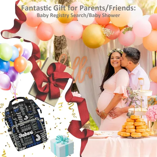 Miniatura 7 de Bolsas de bebé con nombre personalizado, mochila de nylon personalizada para bebé niño mamá, gran capacidad, impermeable, multifuncional, correas