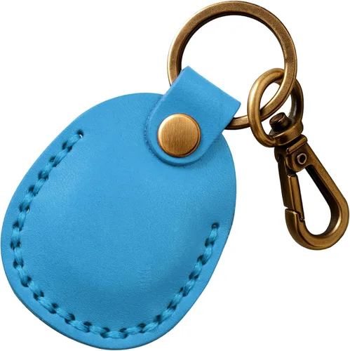 Miniatura 23 de Llavero de Airtag de cuero genuino, llavero portátil de Air tag con anillos para llaves, funda de cobertura oculta completa compatible con Airtag