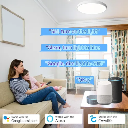 Miniatura 4 de RGBCW - Luces de techo LED inteligentes que cambian de color, compatible con Alexa Google Home, lámpara de techo empotrada de 24 W, programador