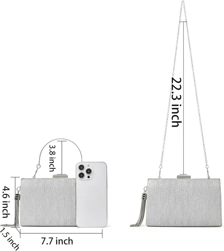 Miniatura 4 de Elegante bolso de noche para mujer, con cadena con flecos, bolso cruzado para fiesta, boda