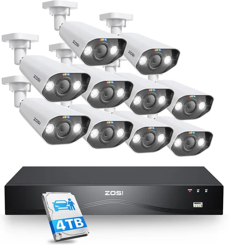 Miniatura 10 de ZOSI Sistema de cámara de seguridad PoE 4K, detección de personas y vehículos, NVR de 8 puertos 16CH 8MP con disco duro de 2 TB, 4pcs cámaras IP PoE