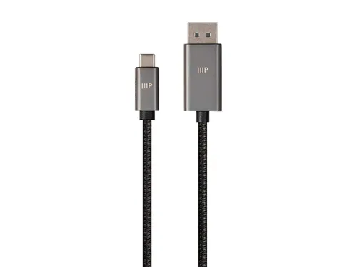 Monoprice Cable bidireccional USB tipo C a DisplayPort 1.4 - 4K @60Hz, fácil de conectar y usar, chaqueta trenzada de nailon, 6 pies, color negro