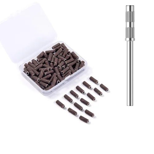Miniatura 21 de 100 piezas de bandas pequeñas de lijado de uñas para taladro de uñas, bits mini de 3.1mm de mandril de lijado de uñas de grano 80 para uñas
