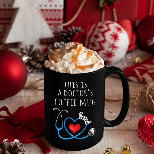 Miniatura 3 de Taza de café negra personalizada, regalo para agradecimiento al médico, divertida taza de café con texto en inglés "This Is A Doctor's Doctor's 11