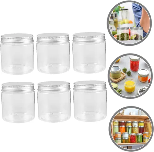 Miniatura 9 de Angoily Paquete de 6 tarros transparentes de 8 onzas con tapas, tarros de almacenamiento vacíos, tarros de boca regular, tarros de ensalada, tarros