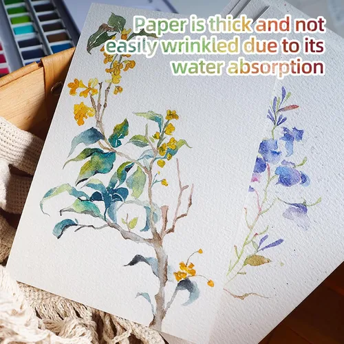 Miniatura 5 de 100 piezas de papel de acuarela de algodón de 8.5 x 11 pulgadas, papel de color de agua grueso de 140 lb/300 GSM, papel de arte blanco para dibujar