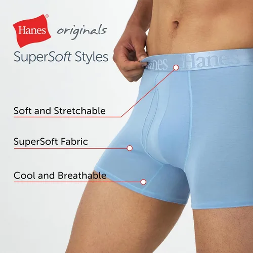 Miniatura 5 de Hanes Bóxer y baúl originales SuperSoft para hombre, viscosa súper suave de bambú, paquete de 3
