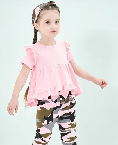 Miniatura 138 de Kucnuzki Conjunto de ropa para bebé niña pequeña, camisa de manga con volantes, pantalón floral, ropa de otoño e invierno para niña