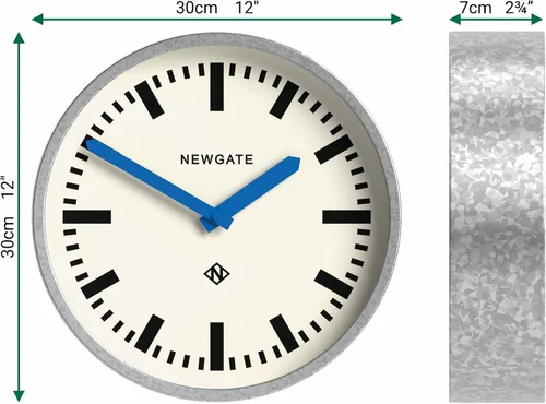 Miniatura 3 de NEWGATE® Reloj de pared para equipaje Reloj de estación de metal retro moderno 11.8 in Caja de metal galvanizado profundo con manecillas