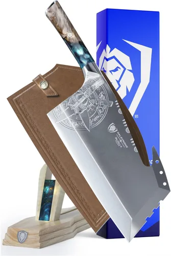 Dalstrong Cuchilla de Carnicero - 9 Pulgadas Obliterator - Serie Valhalla - Acero 9CR18MOV - Mango de Resina Celestial y Madera - Cortador de Huesos