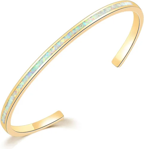 Miniatura 17 de CiNily Pulsera de ópalo para mujer, chapada en oro, hipoalergénica, con piedras preciosas abiertas