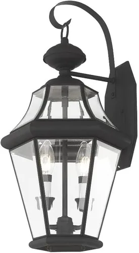 Miniatura 5 de Livex Lighting 2261-91 Georgetown - Farol de pared para exteriores, 2 luces, níquel cepillado