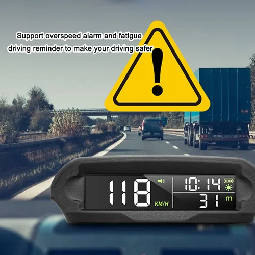 Miniatura 7 de Velocímetro solar digital para coche con pantalla LCD, visualización de cabeza arriba, alarma de exceso de velocidad, pantalla de KMH/MPH