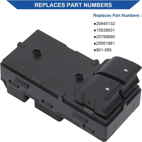 Miniatura 4 de Obaee Botón de interruptor de control de ventana eléctrica para puerta delantera izquierda del conductor Compatible con 2007-2019 Chevy Chevrolet