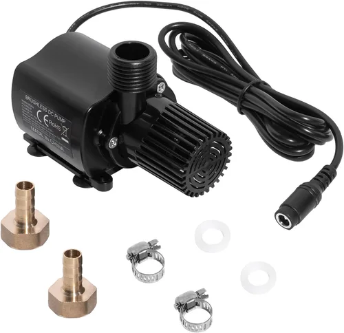 Bomba de agua sumergible de 12 V, flujo ajustable de 210 GPH para acuario/fuente/hidroponía, bomba de CC silenciosa con boquillas de latón,