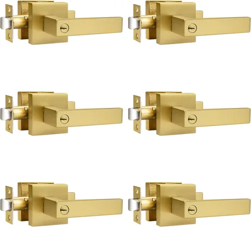 Miniatura 107 de Probrico Paquete de 4 manijas de puerta simuladas en negro mate, manijas interiores que no giran, manijas reversibles resistentes para interiores