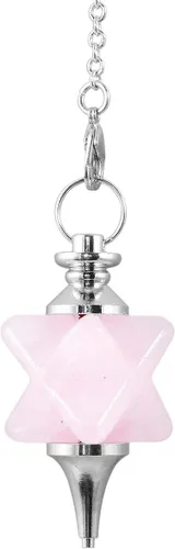 SUNYIK Stone Merkaba Star Pendulum, Crystal Point Healing Reiki Dowsing Wicca Herramienta de adivinación Rosado