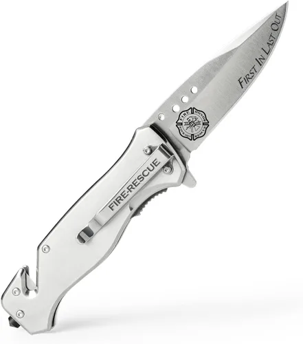 Miniatura 3 de Cuchillo táctico plegable Firefighter Black Stealth Elite - Cuchillo de bombero de rescate - Regalo para personal de primera respuesta - Pequeña
