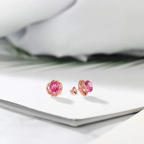 Miniatura 293 de Gem Stone King Aretes de plata de ley 925 de 0.236 in con piedra natal redonda para mujer