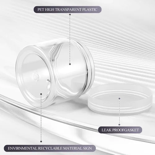 Miniatura 3 de Patelai Paquete de 48 tarros de plástico transparente de 6 onzas con tapas transparentes, recipientes vacíos redondos de plástico con boca ancha