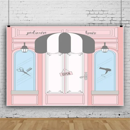 Miniatura 4 de AOFOTO Telón de fondo rosa de 5 x 3 pies, para peluquería, peluquería, peluquería, manicura, pedicura, spa, tienda de belleza, barbería, salón