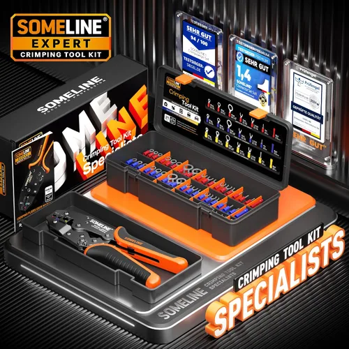 Miniatura 6 de SOMELINE Kit de herramientas de prensado de conectores eléctricos, crimpadora de terminales de trinquete 22-10 AWG, con conectores aislados a tope