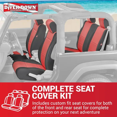 Miniatura 6 de Diver Down Juego de fundas de asiento de neopreno - Se ajusta a Jeep JK Wrangler 2007-2018 - Juego de asientos delanteros y traseros - Fundas de Azul