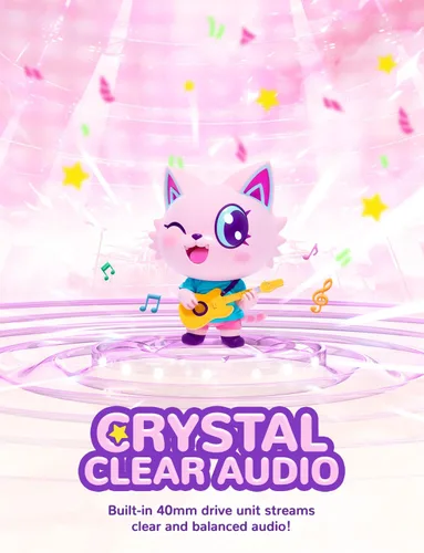Miniatura 5 de iClever - Auriculares infantiles con diseño de oreja de gato, luz LED, volumen seguro de 85 dBA, auriculares estéreo para niños para viajes