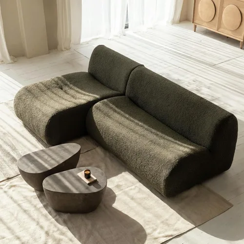 Miniatura 9 de Sofá individual modular curvado, sofá sherpa de espuma de 33 pulgadas, cómodos sofás de peluche para espacios pequeños, sofás modulares modernos