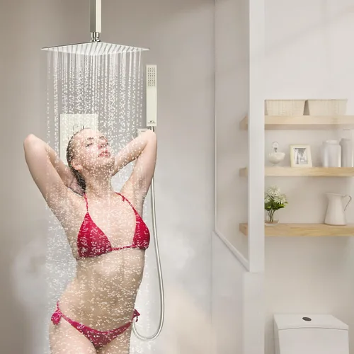 Miniatura 8 de SunCleanse Juego de Grifería de Ducha de Lluvia Níquel Cepillado Conjunto Combo de Ducha para Baño con Cabezal de Ducha de Alta Presión de 10