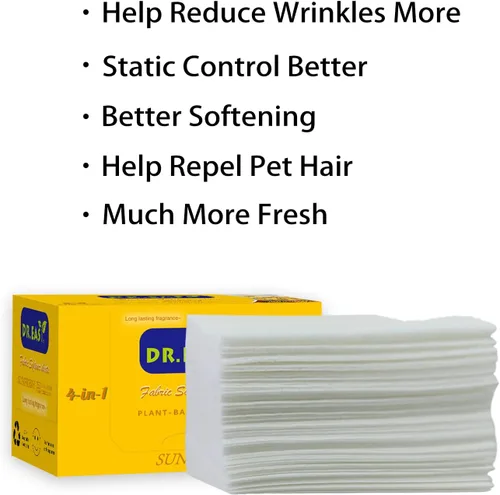 Miniatura 2 de DR.EASY Hojas para Secadora Fórmula a Base de Plantas 252 Unidades Hojas Suavizantes de Tela para Lavandería Aceite Esencial Sunfresh con Aroma Sin
