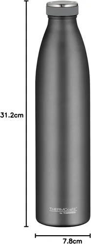 Miniatura 8 de TC BOTTLE - Termo de acero inoxidable, 1.00 L, gris piedra, termo de acero inoxidable, 12 horas de calor, 24 horas de frío, completamente a prueba