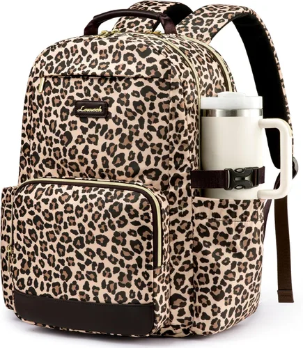 Miniatura 12 de LOVEVOOK Mochila para laptop para mujer con bolsillo para taza de gran capacidad, bolsa de computadora portátil de 15.6 pulgadas, mochila de viaje