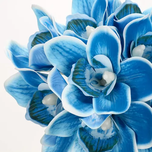 Miniatura 3 de DILATATA Flores sintéticas en jarrón de 9.3 pulgadas, arreglo de flores de orquídea Cymbidium con agua sintética de tacto real para mesa de boda