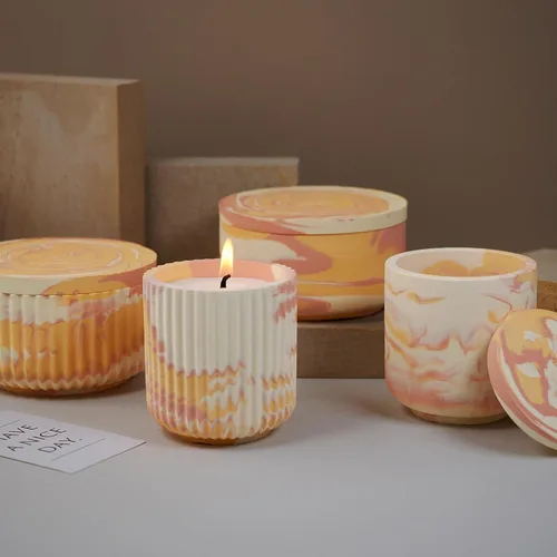 Miniatura 4 de Juego de 4 moldes de silicona para tarros de velas, frascos y botellas con tapas, moldes redondos a rayas para hacer yeso epoxi UV, caja de 4 piezas