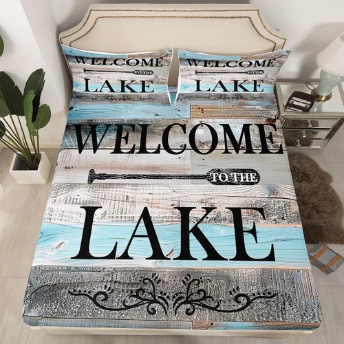 Miniatura 14 de Erosebridal Fishing Fitted Sheet Twin for Boys, Big Pike Fish Black Bed Sheets for Rustic Farmhouse Lake House Decor, Fishing Bedding Set Marine