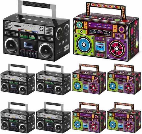 VGOODALL 10 cajas de recuerdo de fiesta de los años 80, cajas de regalo de dulces novedosas para suministros de fiesta retro, decoraciones de radio